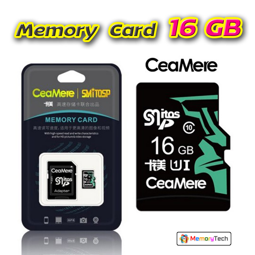Memory card / เมมโมรี่การ์ด 16GB [CeaMere Memory Card Micro SD SDHC Class10] ของแท้ แถมตัวแปลงเป็น SD Card (ของแท้ พร้อมส่ง)