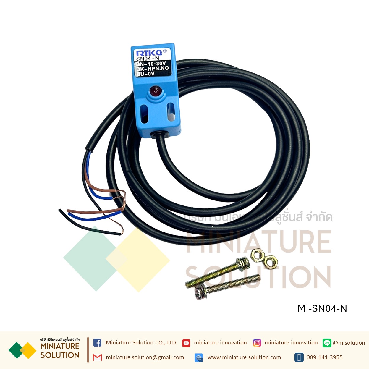 SN04-N พร็อกซิมิตี้เซนเซอร์ ตรวจจับวัตถุโลหะ (NPN, NO ระยะ 4mm) 6-36V DC