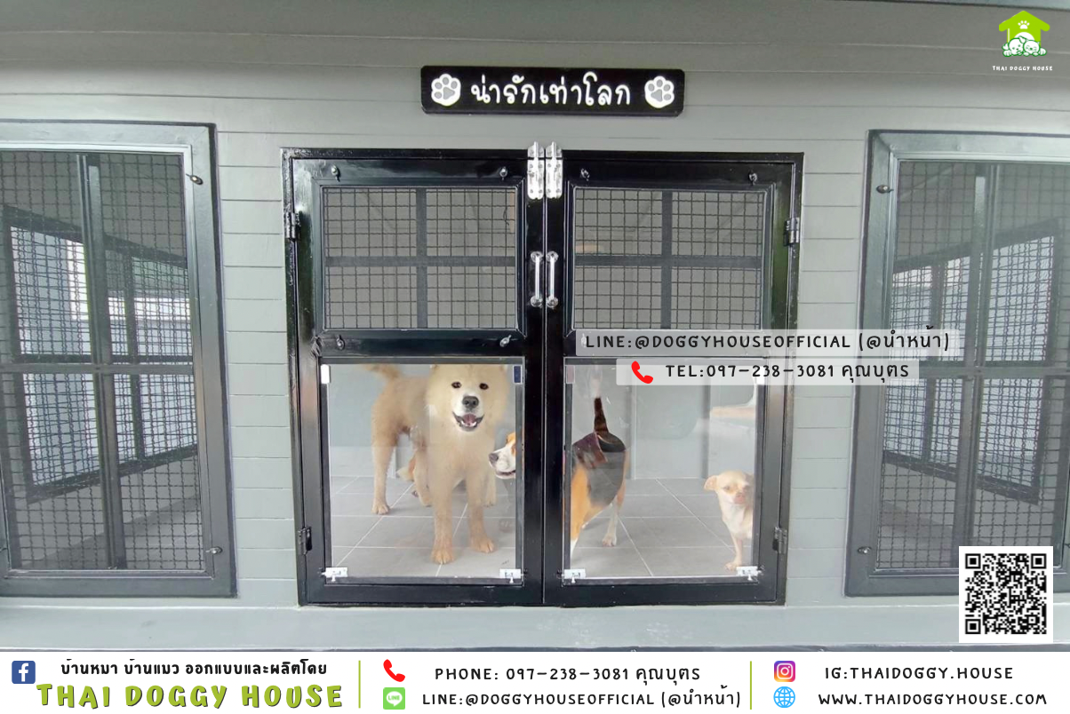 บ้านหมาติดพัดลม มีมุ้งลวด+ ตะแกรงเหล็ก แบบบ้าน 𝐁𝐎𝐗 𝐒𝐓𝐘𝐋𝐄
