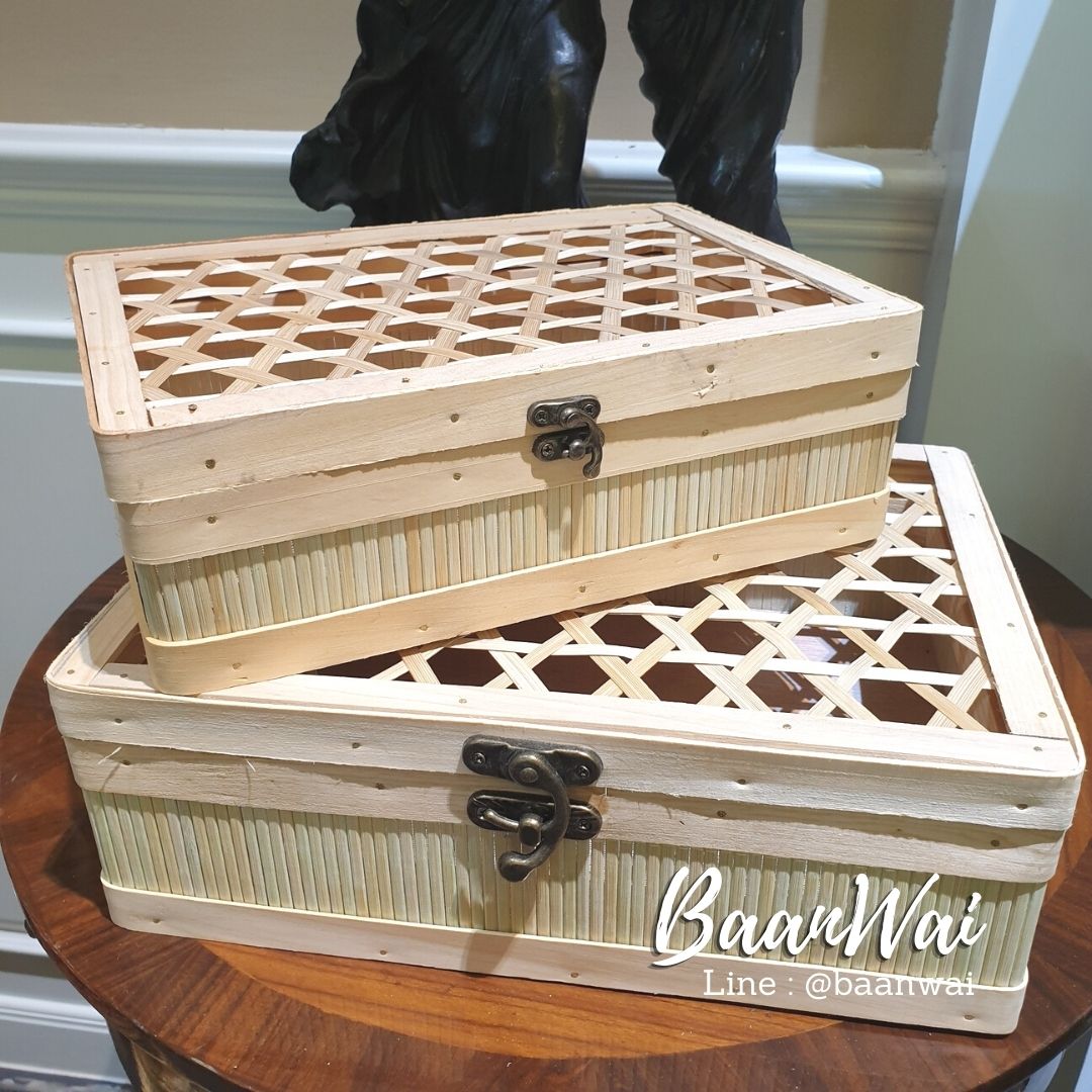 กล่องไผ่เงิน ทรงเหลี่ยม