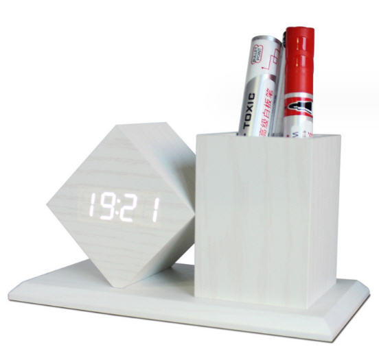 นาฬิกาไม้ตั้งโต๊ะ,นาฬิกาไม้ตั้งโต๊ะพร้อมกล่องใส่ของอเนกประสงค์