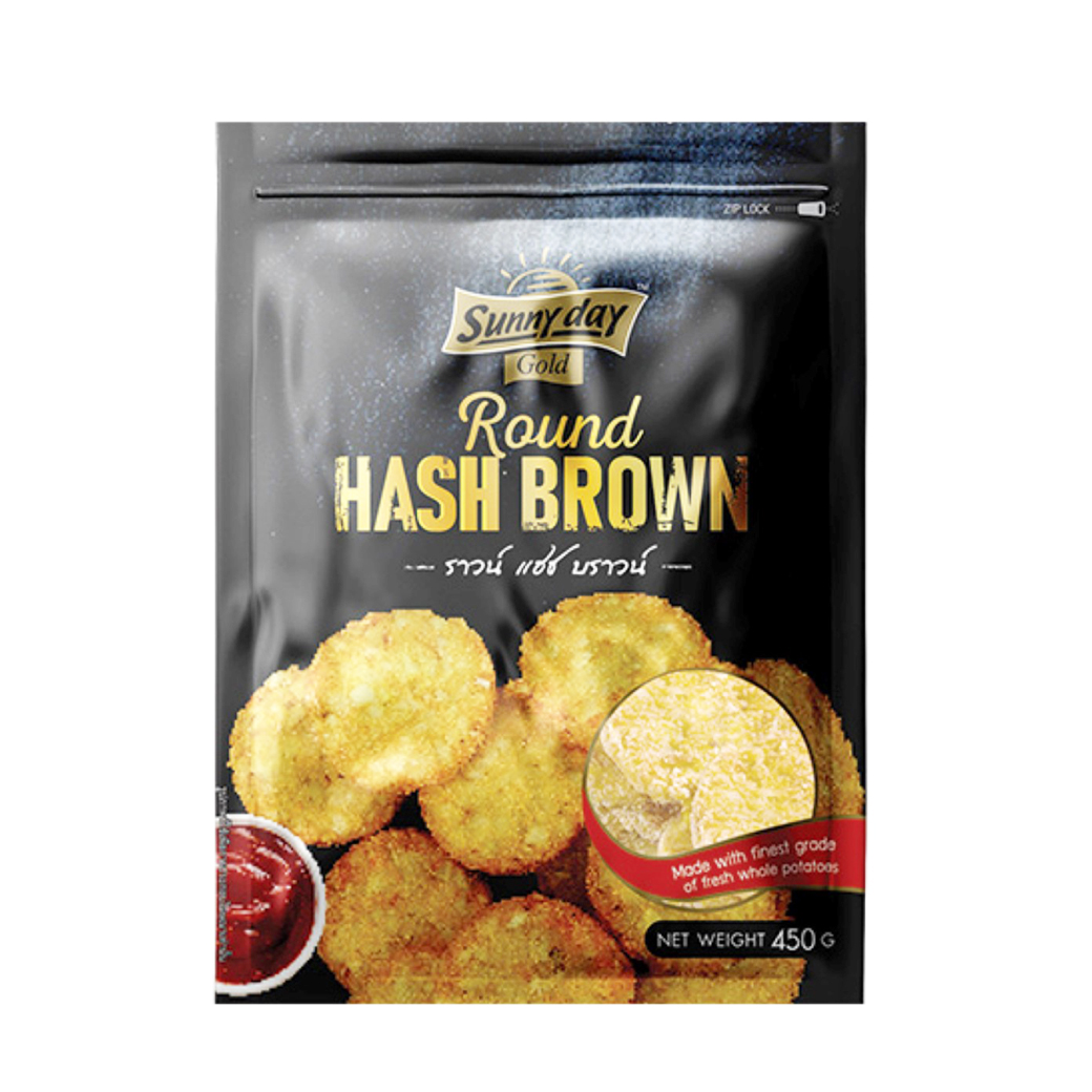 Sunny Day Gold Round Hash Brown 450 g. ซันนี่เดย์ แฮชบราวน์ชนิดกลม แช่แข็ง 450 กรัม (05-8883)