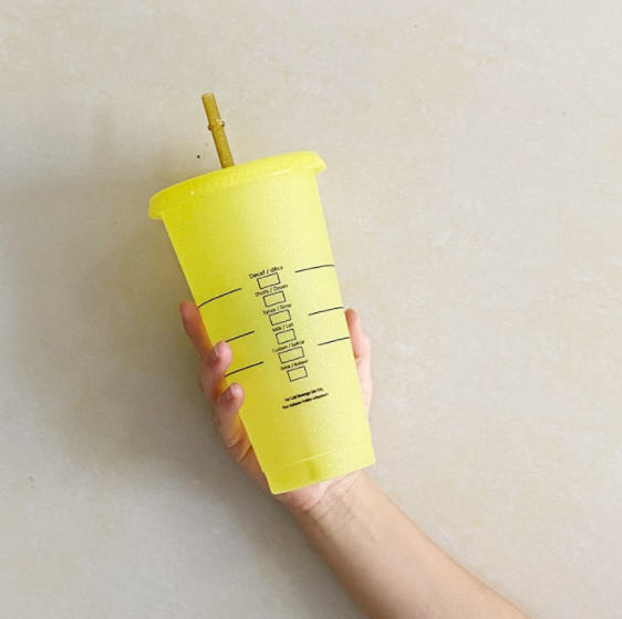 แก้วพลาสติก,แก้วพลาสติกพร้อมหลอด,แก้วเปลี่ยนสี,มีกากเพชร,710ml