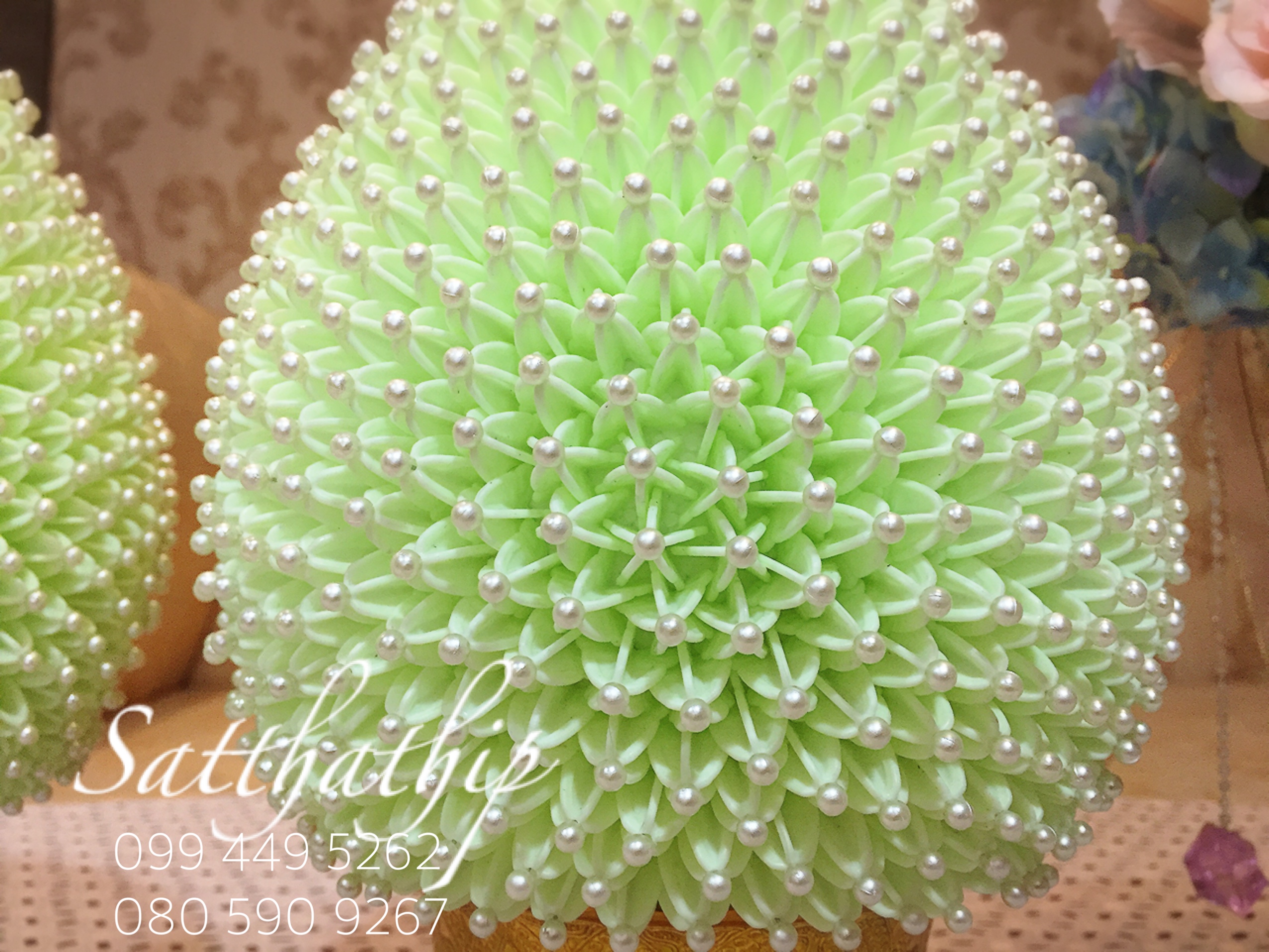 พานพุ่ม - พานพุ่มสักการะ - พานพุ่มดอกรัก - พานพุ่มดอกรักประดิษฐ์ (พลาสติก) - พานพุ่มสีเขียว - Panpum