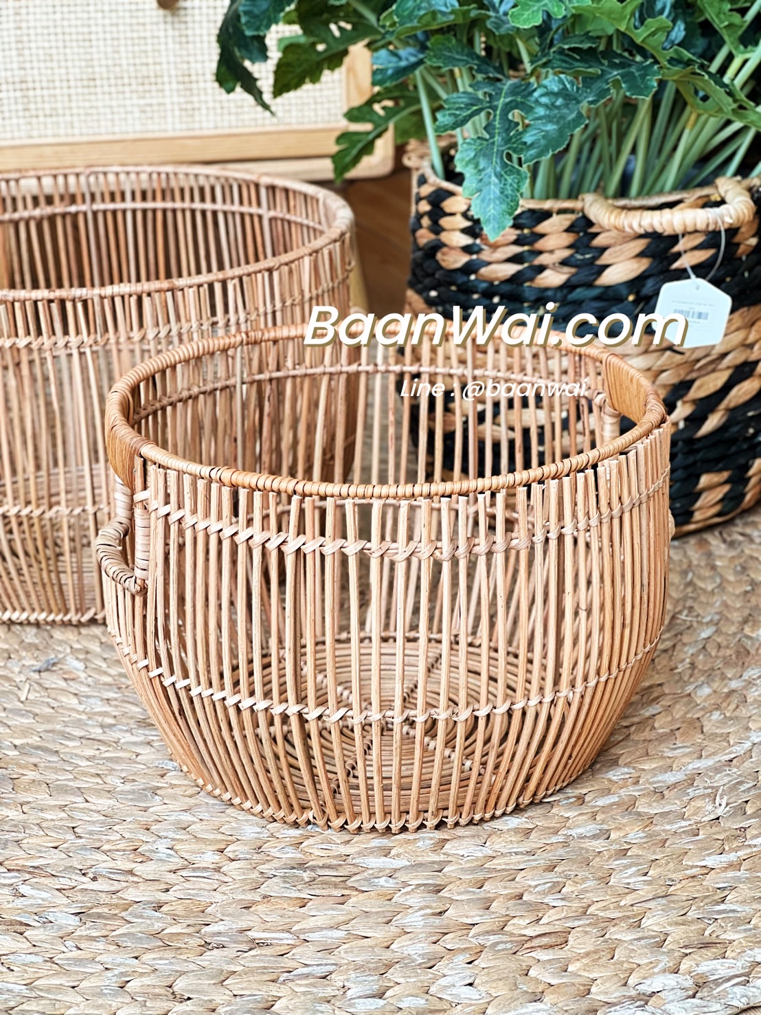 ตะกร้าหวายช็อคโก้ ตะกร้าหวายวางผลไม้ ตะกร้าหวายโครงเหล็ก ตะกร้าผ้า ตะกร้าต้นไม้