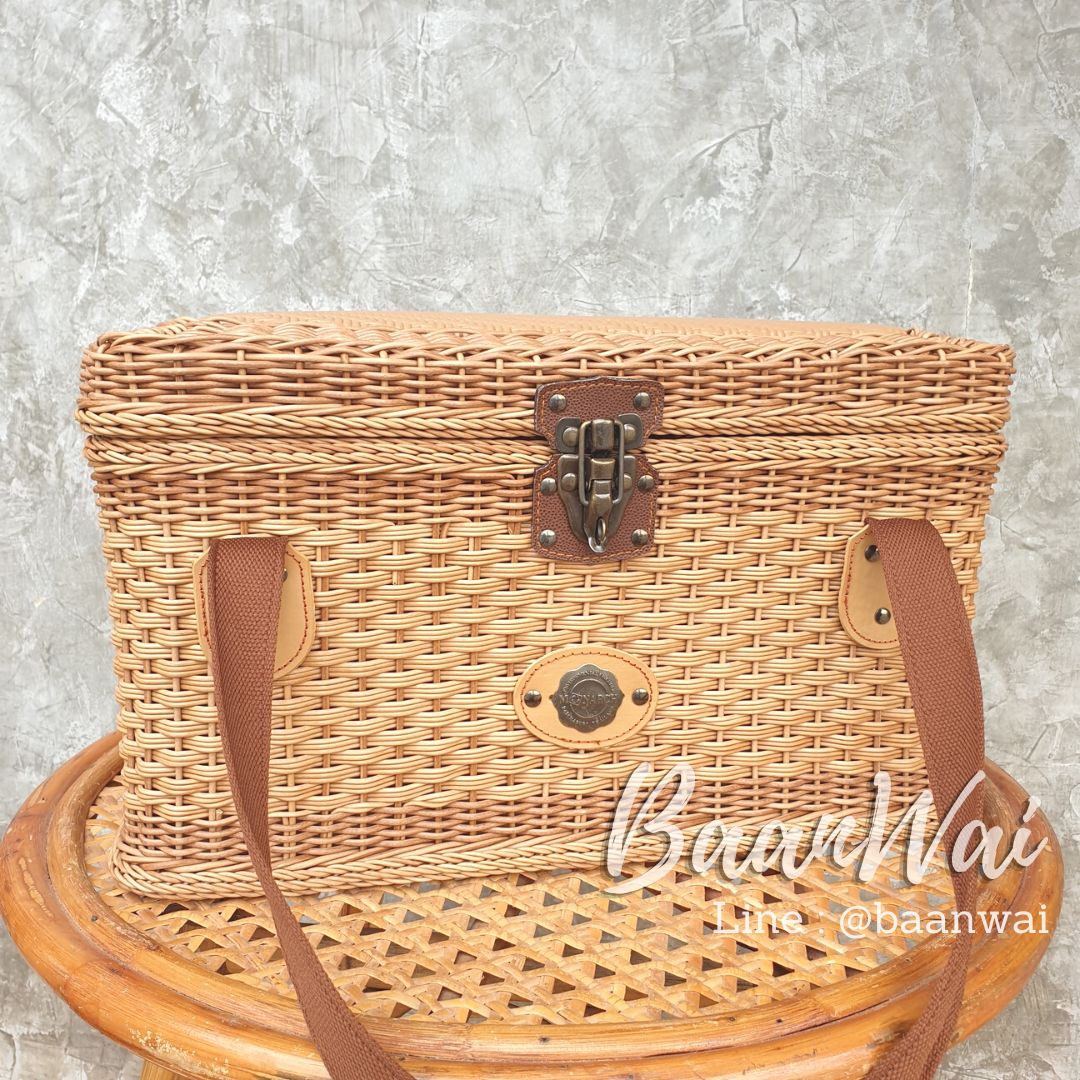 ตะกร้าเอนกประสงค์ ตะกร้าหวายเทียม ปิคนิคหวายเทียม