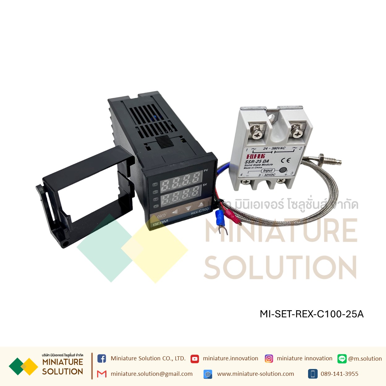 REX-C100FK05-V*DA เครื่องควบคุมอุณหภูมิดิจิทัล LED SSRเอาท์พุทเทอร์โมคัปเปิลชนิด K(Thermostat+thermocouple+SSR)