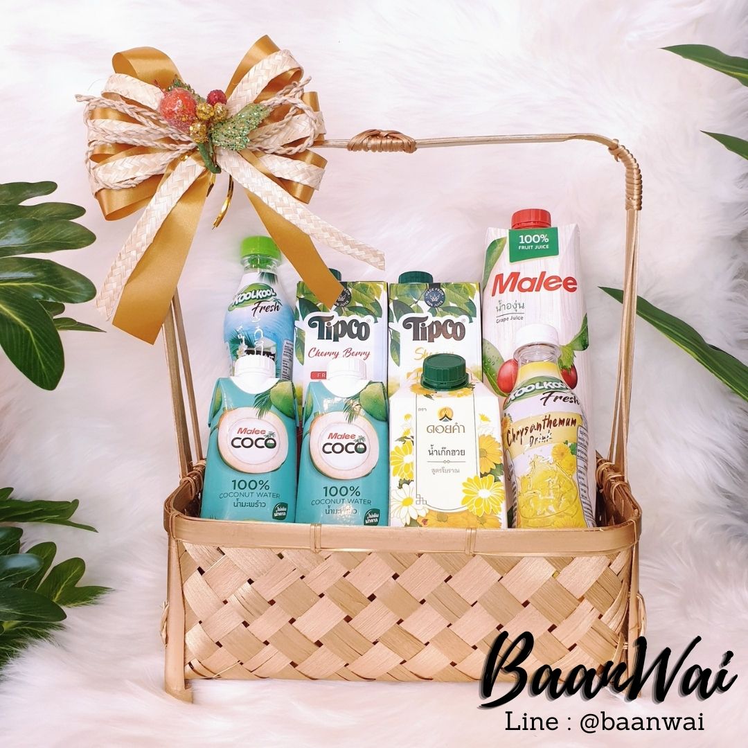 กระเช้าไม้ไผ่ ตะกร้าจัดกระเช้า กระเช้าสีทอง