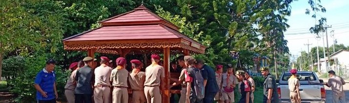 ( รหัส DT1-3x3 ) ศาลา แหย่งเสาตรง ไม้สัก สีโอ๊ค คาตาล2ชั้น เชิงเรียบโมเดิอร์น / ขนาด 3.00x3.00x3.00 เมตร