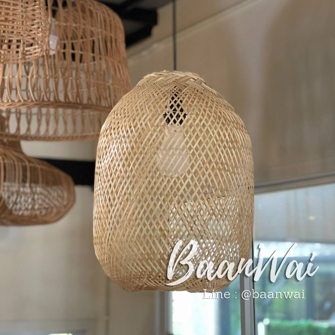 โคมไฟไม้ไผ่ ทรงรี โคมไฟ