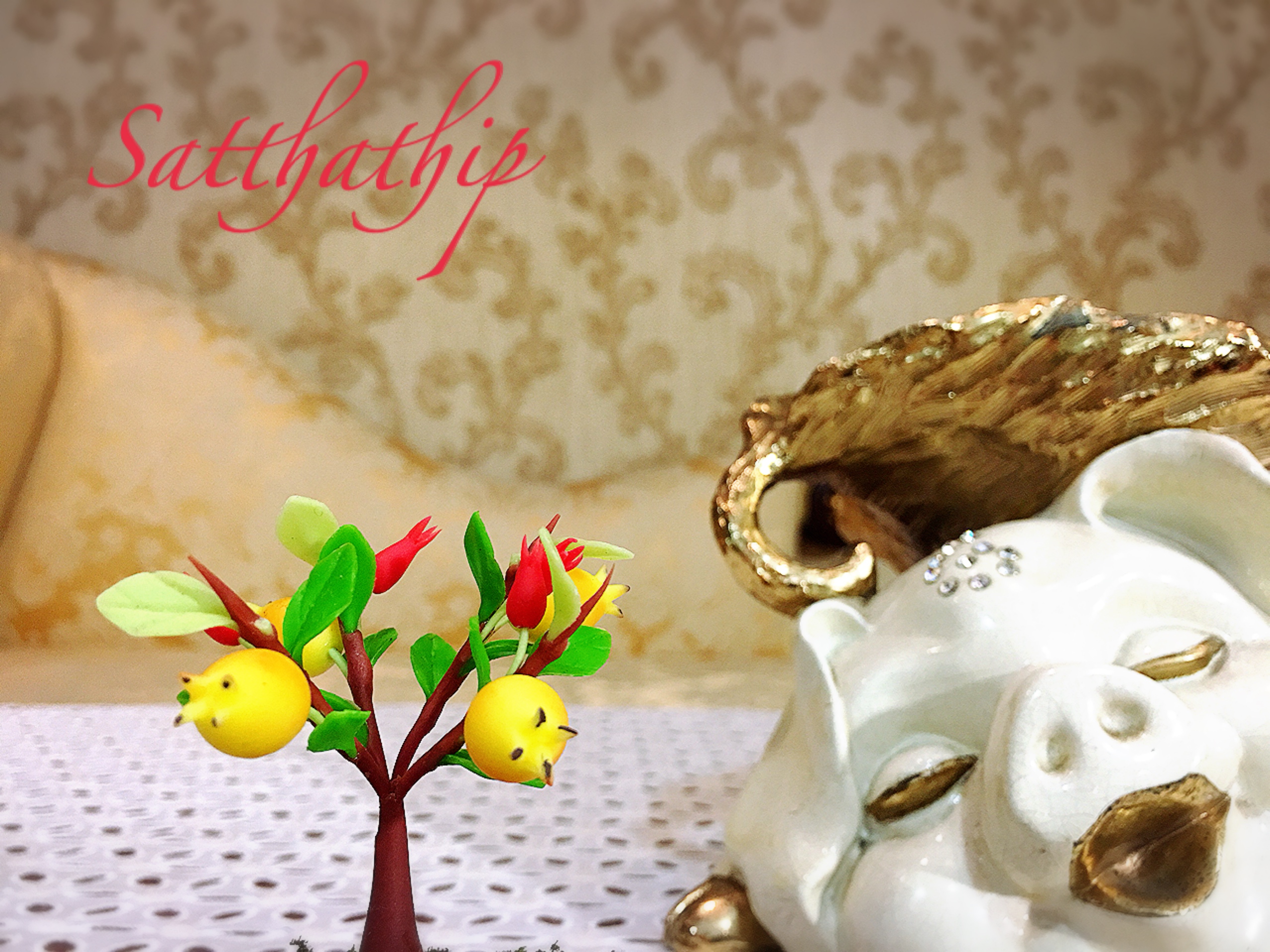 ต้นทับทิม - ต้นทับทิม ประดิษฐ์จากดิน - Pomegranate tree