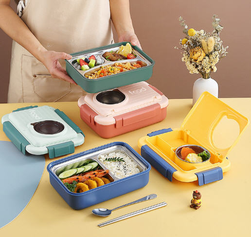 กล่องข้าวสแตนเลส,กล่องใส่อาหาร,กล่องข้าวสแตนเลสพร้อมช้อนตะเกียบ,สกรีนโลโก้