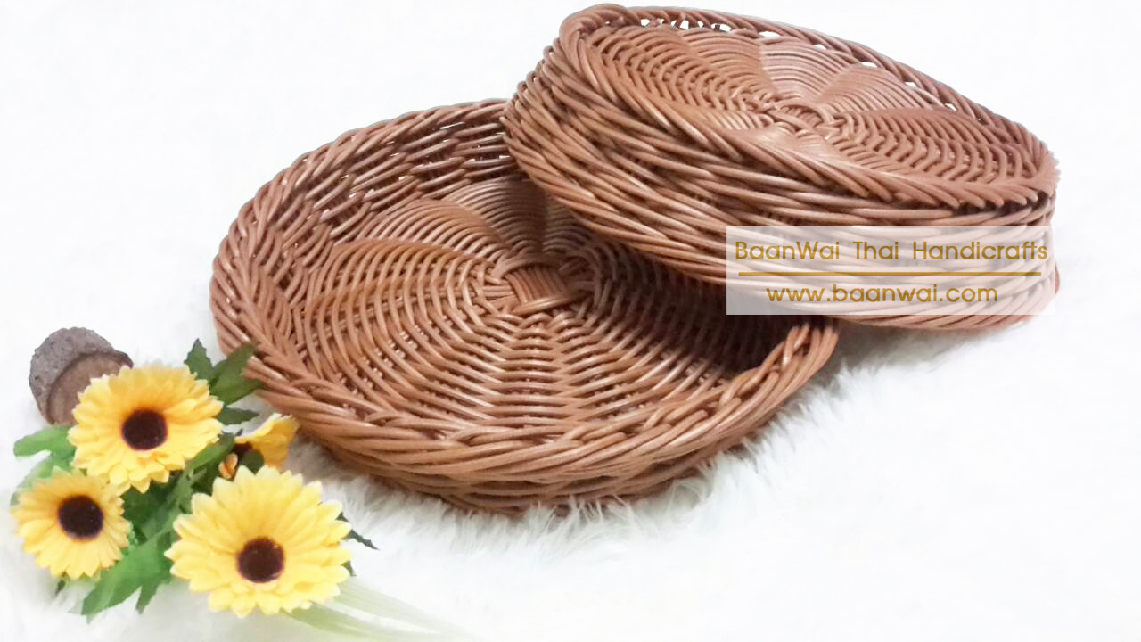 ถาดหวายเทียม ถาดหวายใส่ขนมปัง ขนาด M 27*4.5 cm