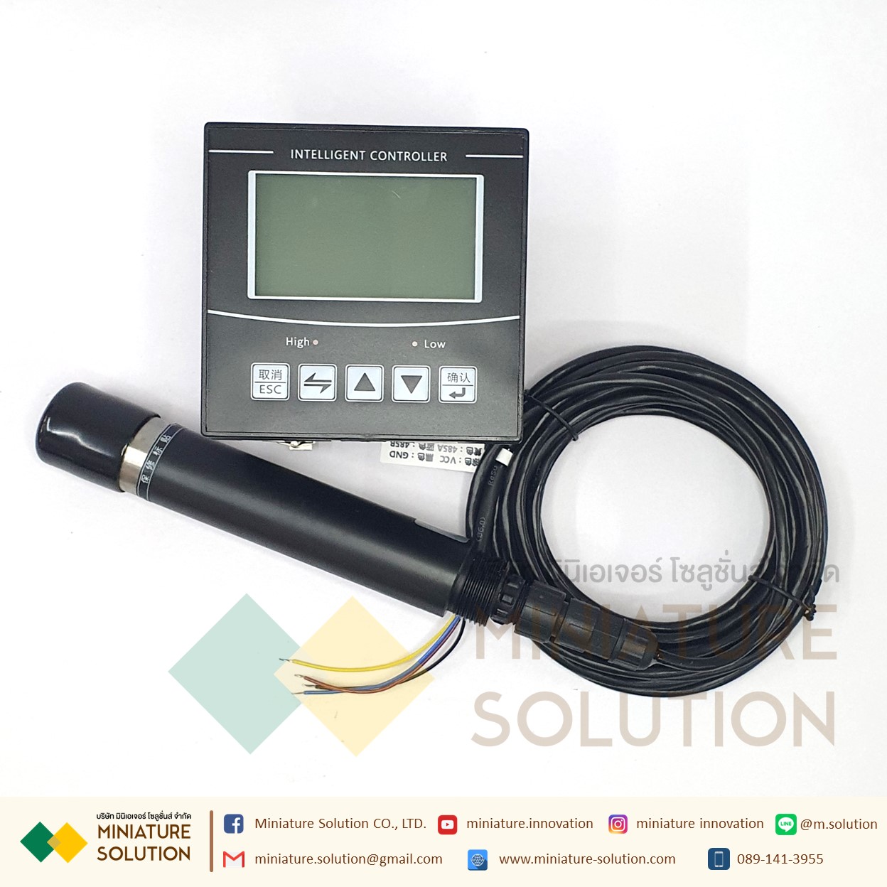 เซ็นเซอร์วัดค่าออกซิเจนในของเหลว RS485 DO Modbus RS485 (Dissolved Oxygen Sensor) + INTELLIGENT CONTROLLER โมดูล RS485