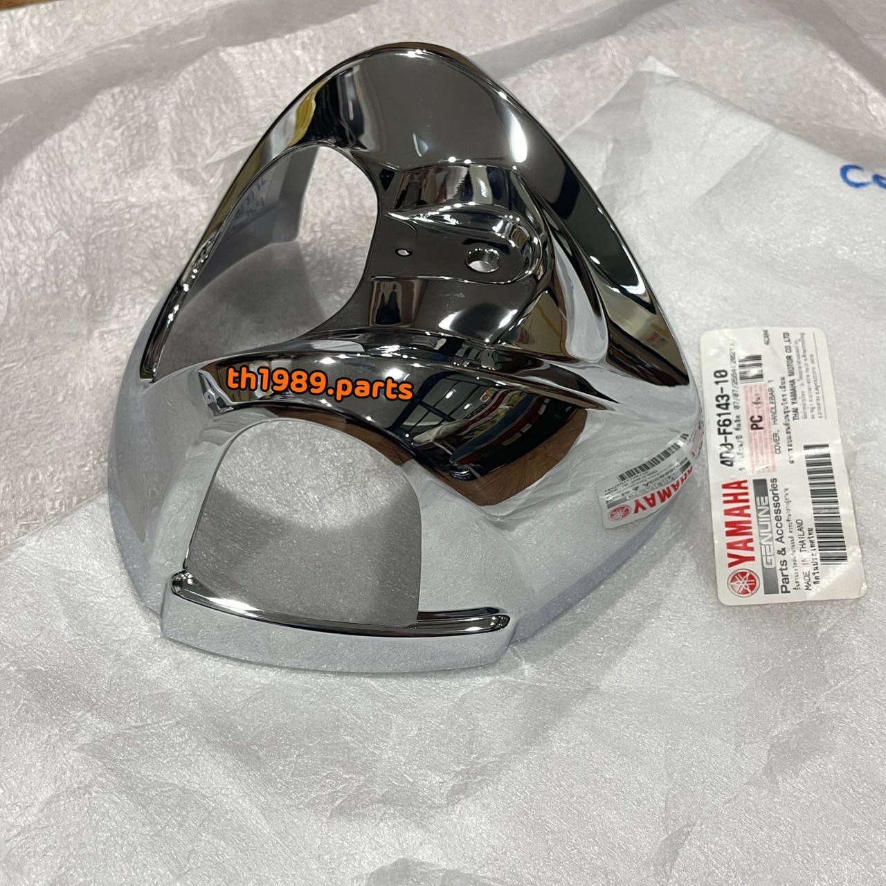 ฝาครอบแฮนด์บนชุบโครเมียม สำหรับรุ่น FINO อะไหล่แท้ YAMAHA 4D0-F6143-10