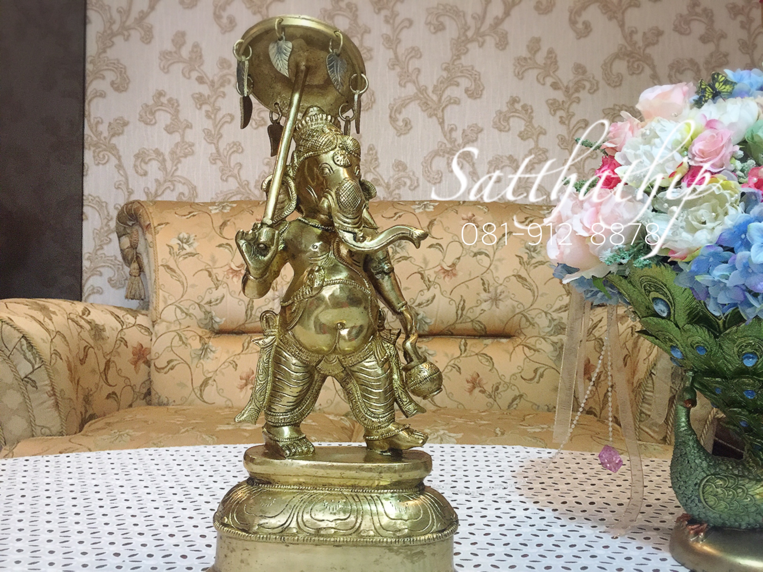 พระพิฆเนศปางนารทคเณศ (ทองเหลือง) ผลิตและนำเข้าจากอินเดีย - Ganesha: Lord of Success