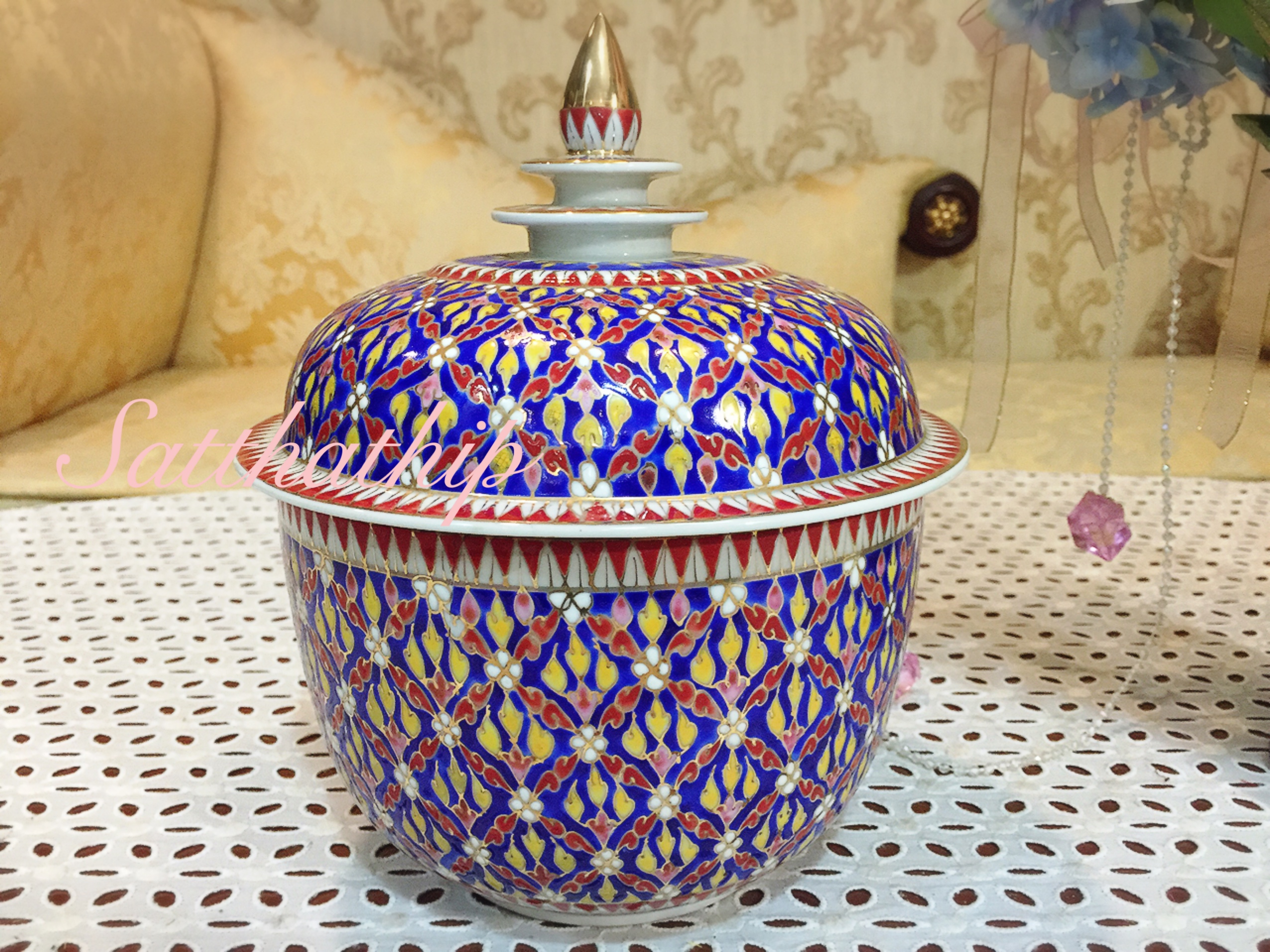 โกศอัฐิ เบญจรงค์ - โถ เบญจรงค์ - โถบรรจุอัฐิ