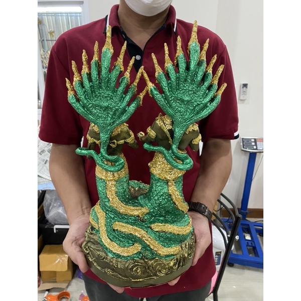 ปู่ศรีสุทโธย่าศรีประทุมมา ปู่ย่าเเห่งคำชะโนด สูง16นิ้ว ประดับทองเค