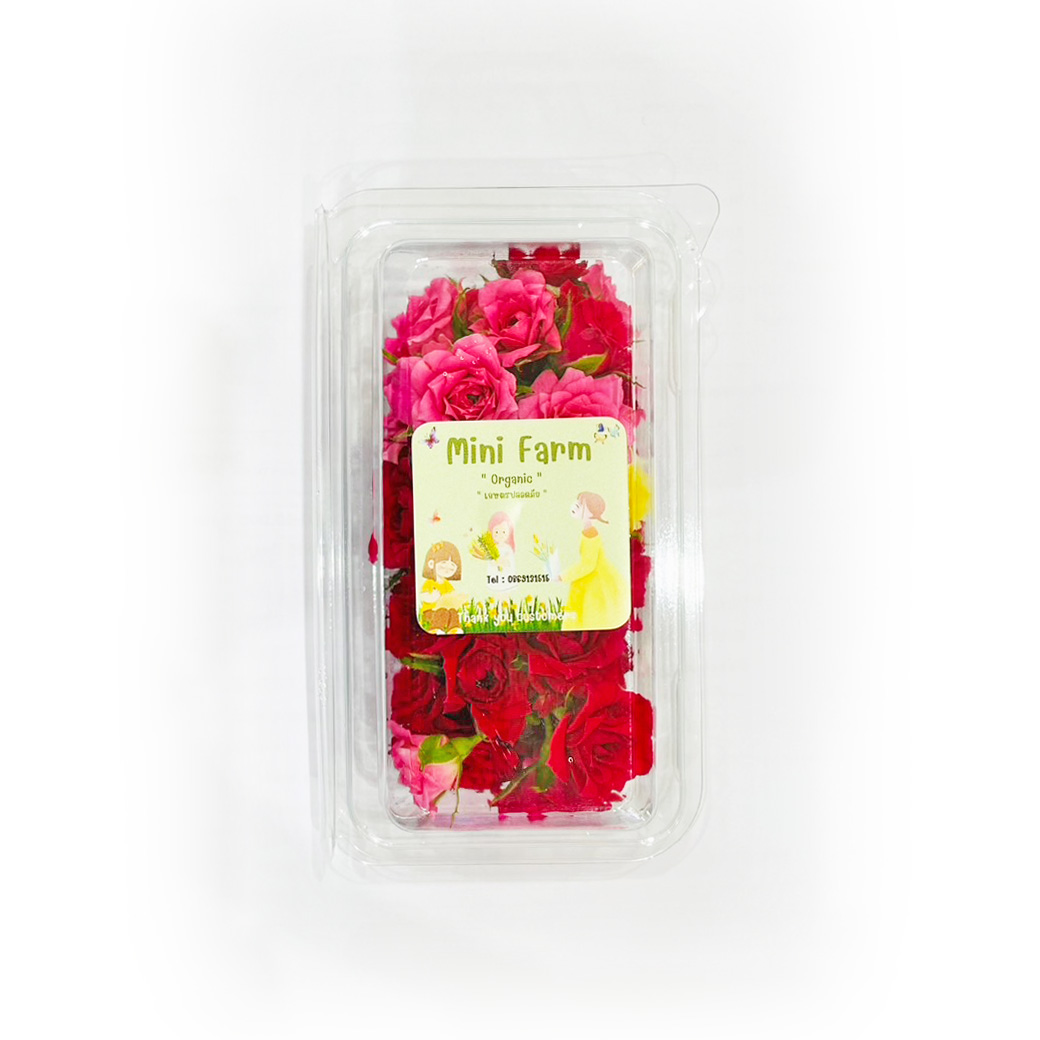 (ขนาดใหม่) ดอกไม้ทานได้ กุหลาบหนู ออร์แกนิค (แช่เย็น) Organic Rose Edible Flowers 25 g. (สินค้าแช่เย็น)(08-7915)