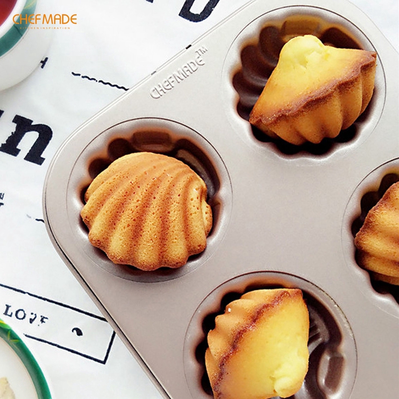 Chef Made WK 9113- 6 cup non stick Madeleine Pan พิมพ์เปลือกหอย 6 ช่อง (11-8159)