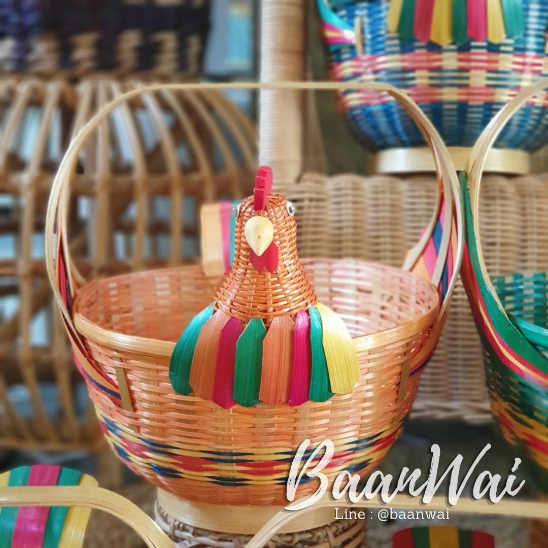 ตะกร้าไก่ ตะกร้าใส่ไข่ ตะกร้าไม้ไผ่ ตะกร้าไม้ไผ่สานทรงไก่ (Random)