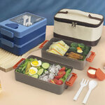 กล่องข้าวพลาสติก+กระเป๋าเก็บอุณหภูมิ,กล่องข้าว2ชั้น