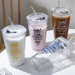 แก้วใส,แก้วใสพร้อมฝาปิด+หลอด,450ml