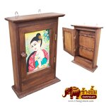 ตู้ใส่กุญแจไม้สัก ( ลายเพ้นท์ )