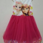 ชุดกระโปรงเจ้าหญิงอันนา เอลซ่า สีแดงมีดอกไม้ สวยมากค่ะ ไซส์ 2-8 ขวบ