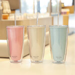 แก้วพลาสติก,แก้วสองชั้น,แก้วพลาสติกสองชั้น,แก้วพร้อมหลอด,750ml