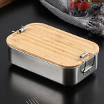 กล่องข้าวสแตนเลส,กล่องข้าวสแตนเลสฝาไม้,กล่องข้าวสแตนเลสฝาไม้ฝาล็อค