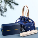 กล่องข้าวพลาสติก+กระเป๋า+ชุดช้อนตะเกียบ,กล่องข้าวพร้อมกระเป๋า