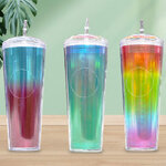 แก้วพลาสติก,แก้วสองชั้น,แก้วสีรุ้ง,710ml