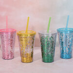 แก้วพลาสติก,แก้วน้ำกากเพชร,แก้วพร้อมหลอด