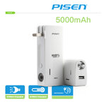 PISEN แบตสำรองแท้ 5,000 mAh พาวเวอร์แบงค์ High Power Box รุ่น TS-D065 ปลั๊กไฟในตัว ไฟ LED ส่องสว่าง USB 5V-2A ติดเครื่องวัดอุณหภูมิ เก็บประจุเต็มที่ได้ยาวนาน สำหรับพกพานอกสถานที่ ฟรี!! สาย Micro USB - สีขาว