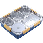 กล่องใส่ข้าวสแตนเลส,กล่องข้าวสแตนเลส,5ช่อง,กล่องใส่ข้าวพร้อมช้อนตะเกียบ