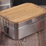 กล่องใส่อาหารฝาไม้,2ชั้น,กล่องสแตนเลส,กล่องใส่อาหารสแตนเลส,กล่องข้าวสแตนเลสฝาไม้
