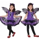 ชุดแฟนซีเด็กผู้หญิง - ชุดสีม่วงค้างคาวฮาโลวีน(พร้อมส่ง) ขนาด M XL