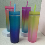 แก้วพลาสติกพร้อมหลอด,แก้วพลาสติก500ml,แก้วสีรุ้ง