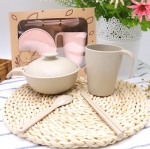 ชุดสินค้ารักษ์โลก,ชุดแก้วน้ำชามข้าวฟางข้าวสาลี,ผลิตภัณฑ์ฟางข้าวสาลี