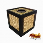 กล่องทิชชู่ สีเหลี่ยมลูกเต๋า ( เสื่อทอ)