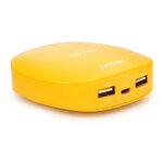 PISEN แบตสำรองแท้ 6,000 mAh พาวเวอร์แบงค์ 2 USB 5V-2A Moon Box Power รุ่น TS-D095 ปุ่มสัมผัสแบบสไลด์ ไฟฉาย LED ส่องสว่างยามค่ำคืนในตัว เก็บประจุเต็มที่ได้ยาวนาน รูปทรงโค้งมน ขนาดกระทัดรัดจับถนัดกระชับมือ – สีเหลือง