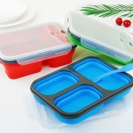 กล่องใส่ข้าวซิลิโคน,กล่องใส่ข้าวซิลิโคนพับได้,กล่องข้าวซิลิโคน,3ช่อง,กล่องข้าวซิลิโคน