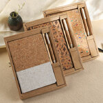 ชุดสมุดโน้ต+ปากกา+กล่อง,สมุดไดอารี่ปกไม้ก๊อก,สมุดโน้ตปกไม้ก๊อก,A5