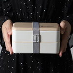 กล่องข้าว,ปิ่นโต,กล่องใส่ข้าว,กล่องใส่ข้าว,กล่องข้าวพลาสติกฝาลายไม้,Lunch Box,กล่องอาหารฝาลายไม้