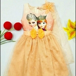 ชุดกระโปรง Frozen Anna +Elsa เจ้าหญิงอันนา+เอลซ่า สีโอรส (พร้อมส่ง) รหัสสินค้า#AE-A332 ไซส์ 2 4 6 8