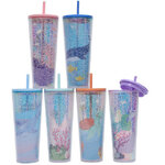 แก้วน้ำพลาสติกพร้อมหลอด,แก้วน้ำพลาสติก,750ml