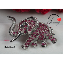 เข็มกลัดช้างพลอยทับทิมท๊อปสีแดงสวยมาก