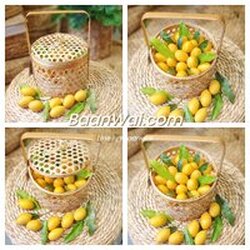 ปิ่นโตไม้ไผ่ ปิ่นโตชะลอม ทรงกลม ขนาด 8*6 นิ้ว