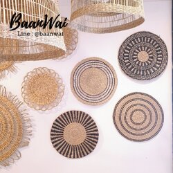 แผ่นรองจานสาน แผ่นตกแต่งผนัง แผ่นสานทรงกลม แผ่นสาน